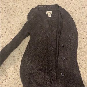 purple and black cardigan